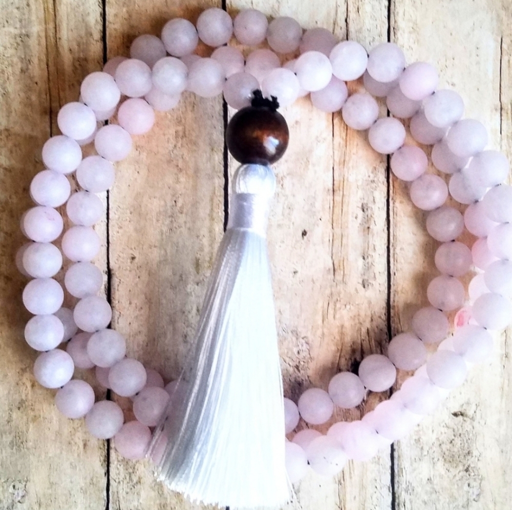 108 Matte Rose Quartz Mala Necklace